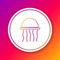 Color line Jellyfish icon isolated on color background. Circle white button. Vector.