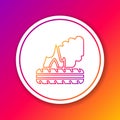 Color line Lying burning tires icon isolated on color background. Circle white button. Vector