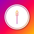 Color line Medieval spear icon isolated on color background. Medieval weapon. Circle white button. Vector