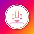 Color line Microphone icon isolated on color background. On air radio mic microphone. Speaker sign. Circle white button Royalty Free Stock Photo