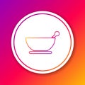 Color line Mortar and pestle icon isolated on color background. Circle white button. Vector Illustration