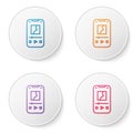 Color line Music player icon isolated on white background. Portable music device. Set icons in circle buttons. Vector Royalty Free Stock Photo