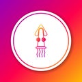 Color line Octopus icon isolated on color background. Circle white button. Vector. Royalty Free Stock Photo