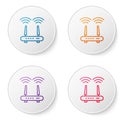 Color line Router and wi-fi signal icon isolated on white background. Wireless ethernet modem router. Computer