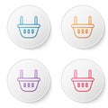 Color line Shopping basket icon isolated on white background. Food store, supermarket. Set icons in circle buttons Royalty Free Stock Photo