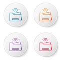 Color line Smart printer system icon isolated on white background. Internet of things concept with wireless connection