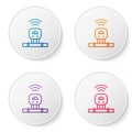 Color line Smart sensor system icon isolated on white background. Internet of things concept with wireless connection