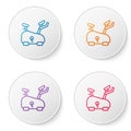 Color line Stationary bicycle icon isolated on white background. Exercise bike. Set icons in circle buttons. Vector