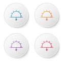 Color line Sunset icon isolated on white background. Set icons in circle buttons. Vector Illustration Royalty Free Stock Photo