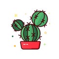 Color line vector icon of cactus