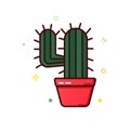 Color line vector icon of cactus