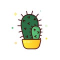 Color line vector icon of cactus