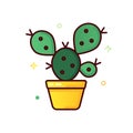 Color line vector icon of cactus