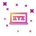 Color line XYZ Coordinate system on chalkboard icon isolated on white background. XYZ axis for graph statistics display