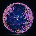 Color Lines Sphere Composition Vector. Glowing Abstract Background Royalty Free Stock Photo