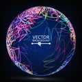 Color Lines Sphere Composition Vector. Glowing Abstract Background Royalty Free Stock Photo