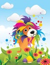 Color lion abstract vector