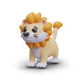 Color lion in cartoon style. Wild animal, 3D illustration. Predator of prairies, king of beasts Royalty Free Stock Photo