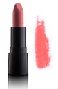 Color lipstick with smudged stroke isolated