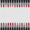 Color Lipsticks Border Transparent Background Royalty Free Stock Photo
