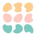 Color liquid organic blob shapes, pastel vector irregular random forms, fluid silhouette, simple smooth ink stain