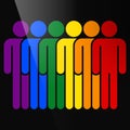 Color logotype six man LGBT movement rainbow flag