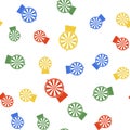 Color Lucky wheel icon isolated seamless pattern on white background. Vector Royalty Free Stock Photo