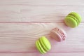 Color macaroon biscuiton wooden table candy cake pastel