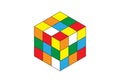 Color magic cube multi color icon. Logic game symbol