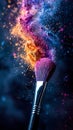 Color makeup brush powder splashes Royalty Free Stock Photo