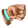 Color Male Hand Make Fist Gesture Vector