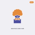 2 color Man face curly hair and moustache concept vector icon. isolated two color Man face curly hair and moustache vector sign