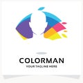 Color Man Logo. People Head Color Logo Design Template Inspiration Royalty Free Stock Photo