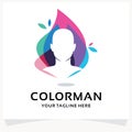 Color Man Logo. People Head Color Logo Design Template Inspiration Royalty Free Stock Photo