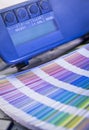 Color management in printing process withcolor swatches and densitometer Royalty Free Stock Photo