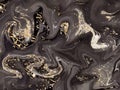 Color marble background with gold glitter. Water color alcohol ink splash, liquid flow texture paint, luxury abstract Royalty Free Stock Photo