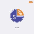 2 color Margin concept vector icon. isolated two color Margin vector sign symbol designed with blue and orange colors can be use