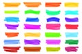 Color marker shapes, school highlights. Coloured ink drawings, colorful pen label, banner lines. Strikethrough Royalty Free Stock Photo