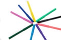 Color markers on a white background. Hobby and art. Royalty Free Stock Photo