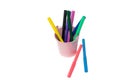 Color markers on a white background. Hobby and art. Royalty Free Stock Photo