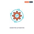 2 color Marketing Automation concept line vector icon. isolated two colored Marketing Automation outline icon with blue and red