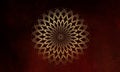 Color maroon. Vintage greeting card with golden Mandala. Great for invitation, flyer, menu, brochure, postcard, wallpaper,