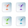 Color Martini glass icon isolated on white background. Cocktail icon. Wine glass icon. Set colorful icons in square Royalty Free Stock Photo
