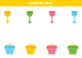 Color matching game for preschool kids. Match shovels.