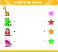 Color matching logic game with cute animal drawings giraffe bear owl eagle