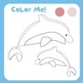 Color me by these colours: a cute dolphin the sea animal. Coloring sea animals worksheet. Royalty Free Stock Photo