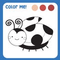 Colour me: colouring page kids with insects theme a cute ladybug. Coloring activity for children.