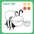 Colour me: colouring page kids with insects theme a cute bee. Coloring activity for children. Royalty Free Stock Photo