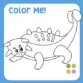 Colour me: Ankylosaurs Dinosaur Coloring Page Illustration. colouring page for kids with pre-historic animal theme.