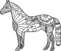 Color Me Folk Art Farm Horse Doodle